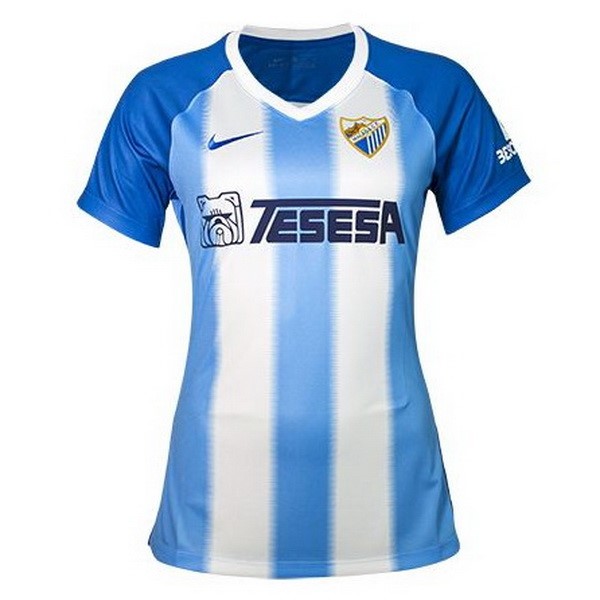 Camiseta Málaga 1ª Mujer 2018-2019 Azul Blanco